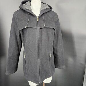 FS Limited Jacket Womens Large Black Wool Hooded Full Zip Lined Pockets Winter